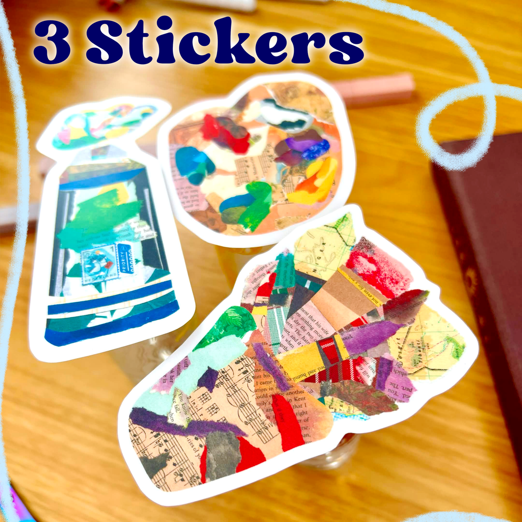 Paint Collage Sticker Bundle - Pack of 3