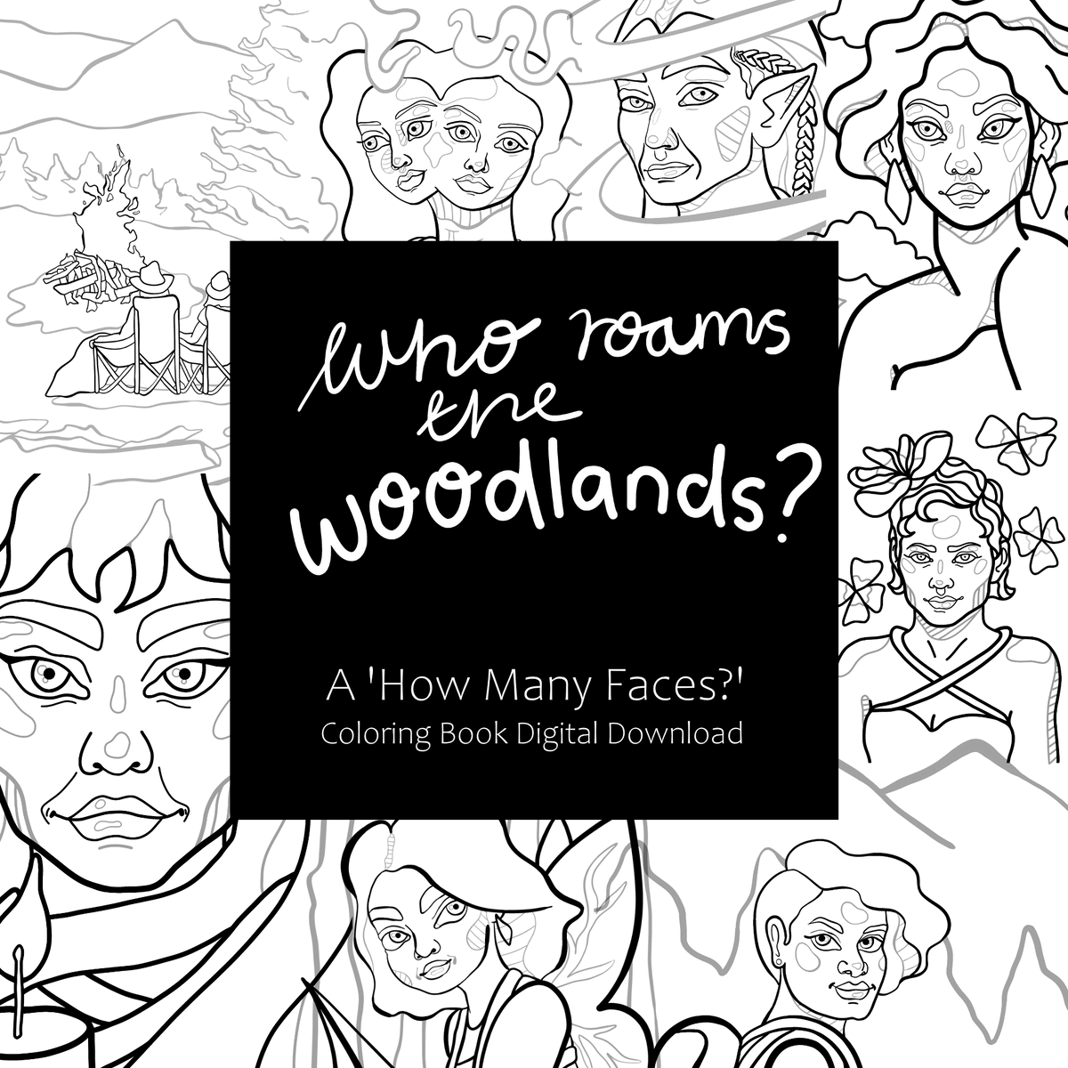 Digital Coloring Pages - Woodlands