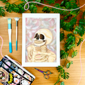 Pastel Skeleton Original Painting