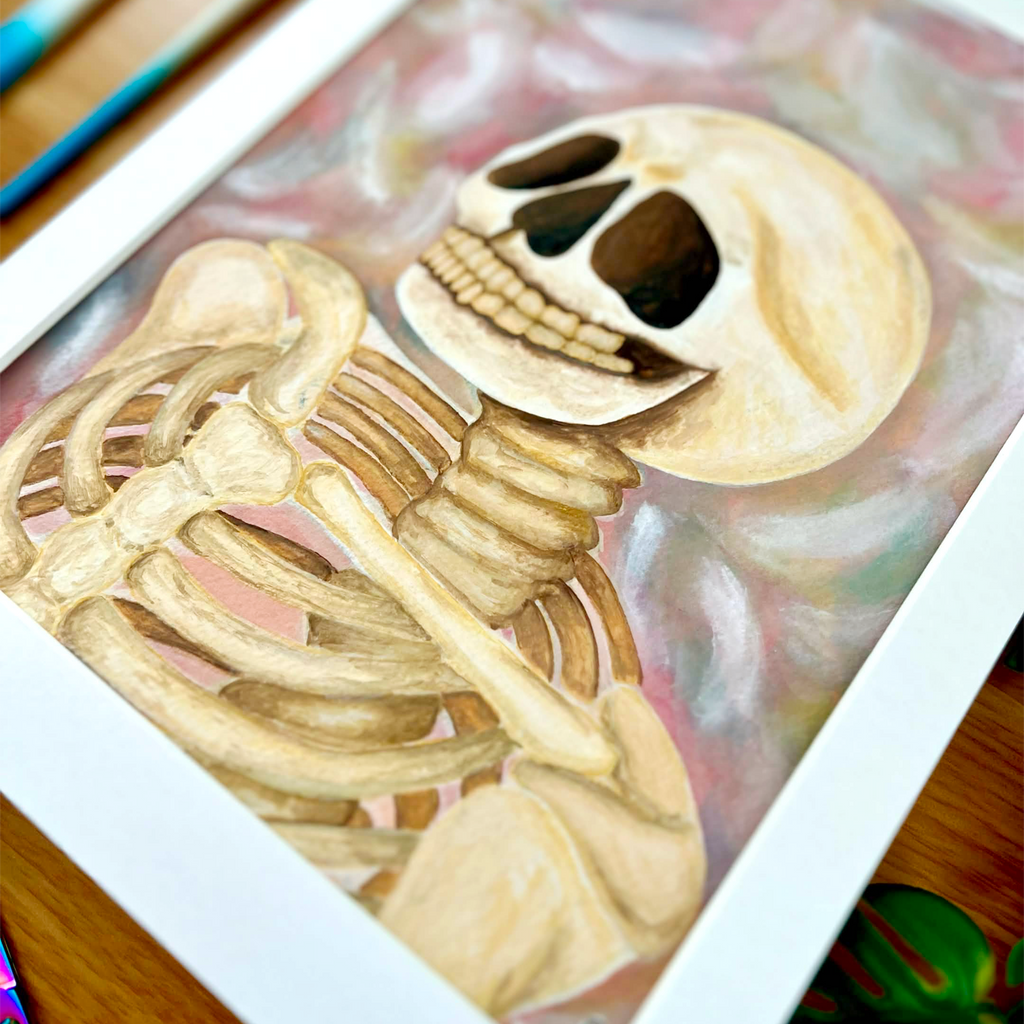 Pastel Skeleton Original Painting