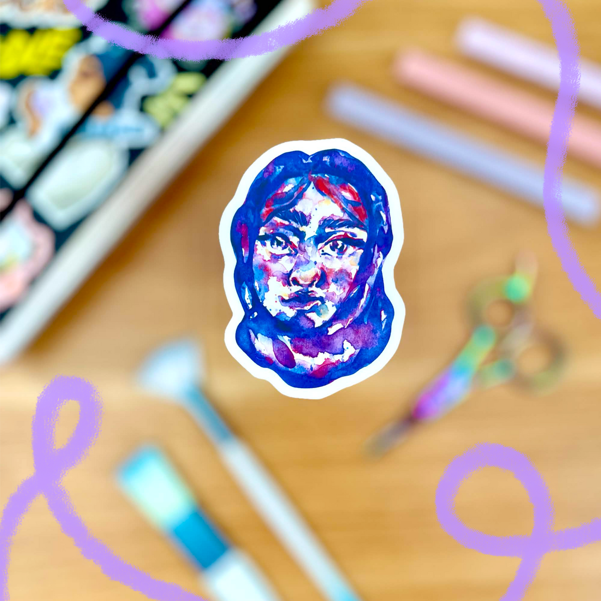 Purple Portrait Sticker