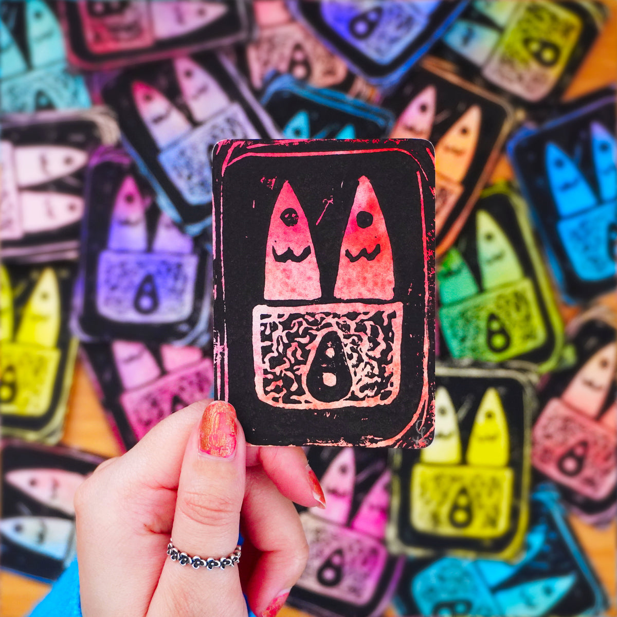 SARDINES Mystery Lino Print Art Trading Card (ACEO)