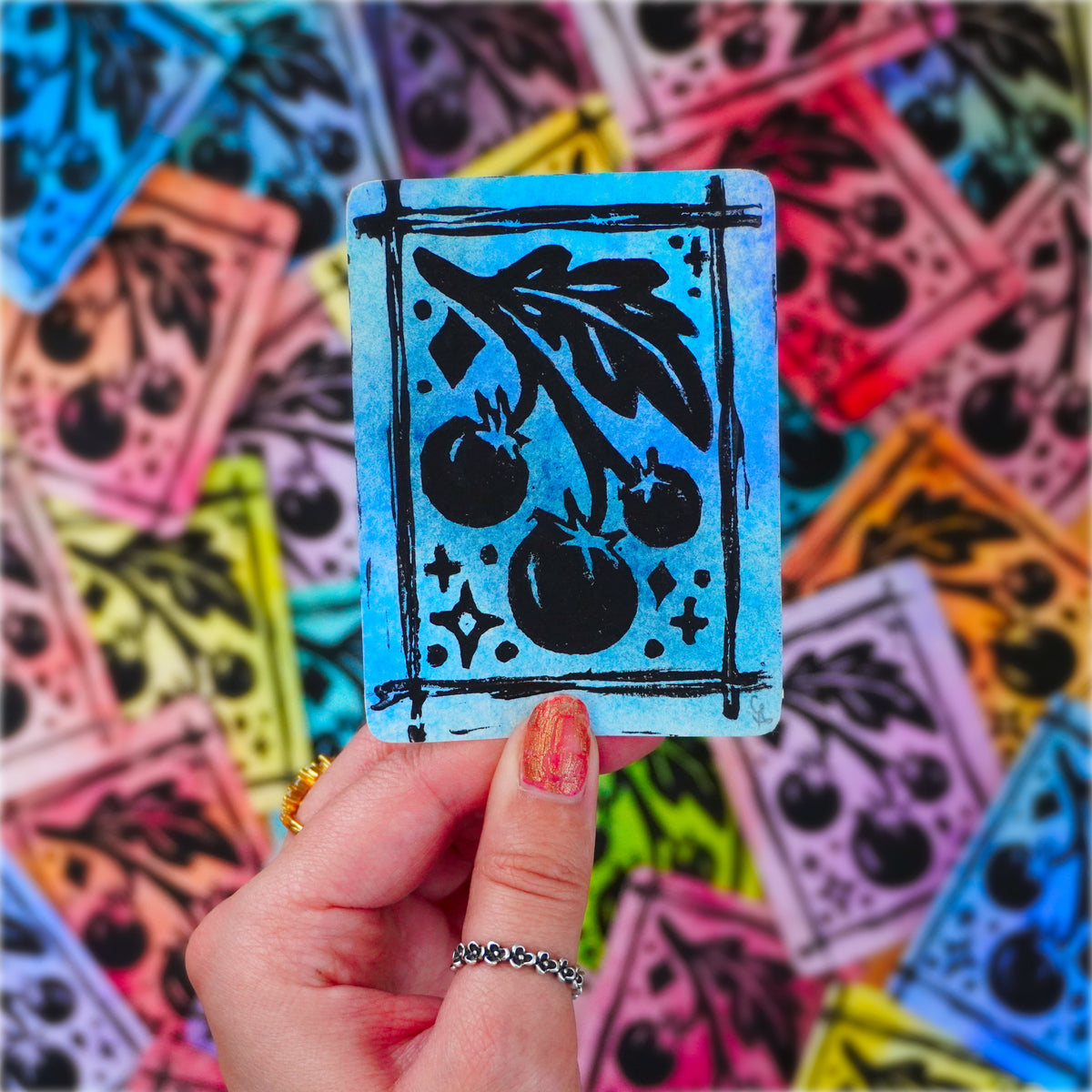 TOMATOES Mystery Lino Print Art Trading Card (ACEO)
