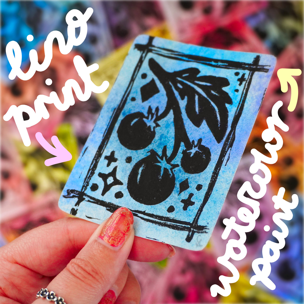 TOMATOES Mystery Lino Print Art Trading Card (ACEO)